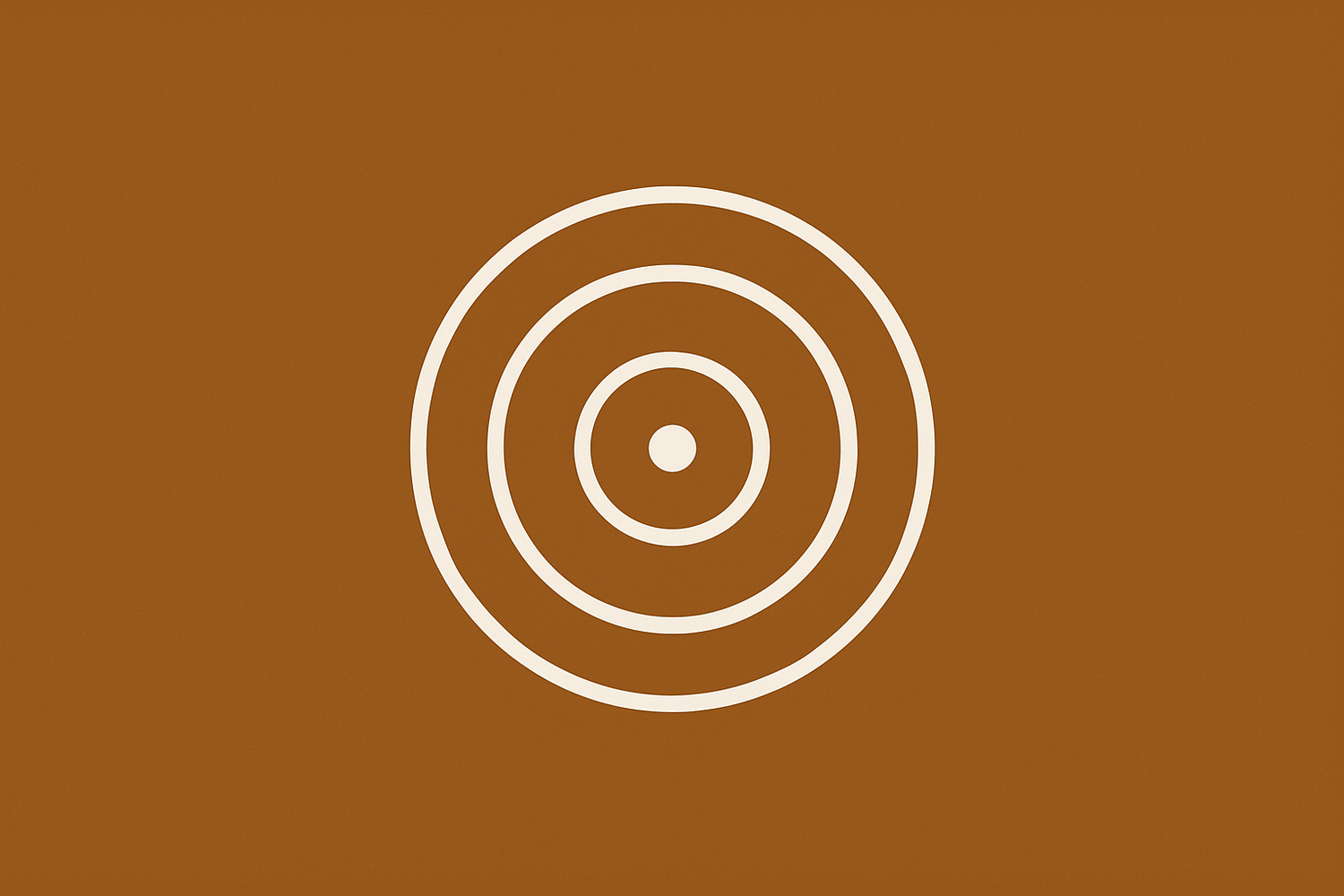 An outline of a white bullseye illustrating "mission" in a brown background #ab6f1d
