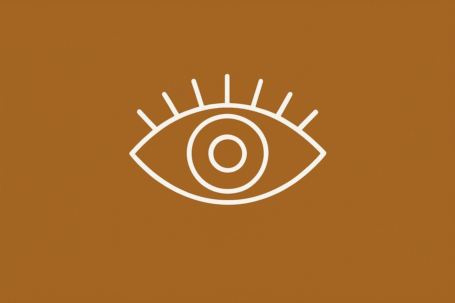 white outline of eye to illustrate "vision" in a brown background of #ab6f1d